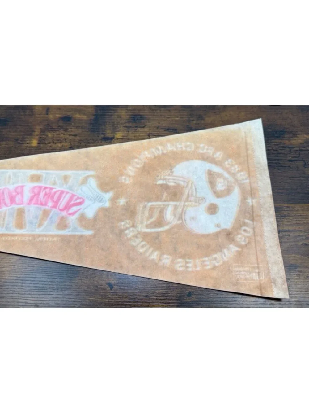 1984 Los Angeles Raiders Super Bowl XVIII Champions Pennant Vintage NFL 30 inche